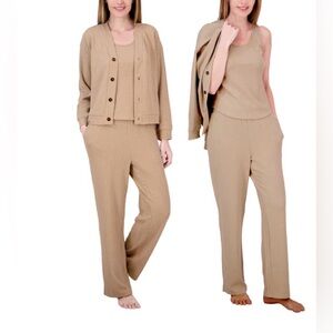 ❤️Live 2 Lounge 3Piece Textured Lounge Set XXL New Cable Knit Cardigan&Tank&Pant